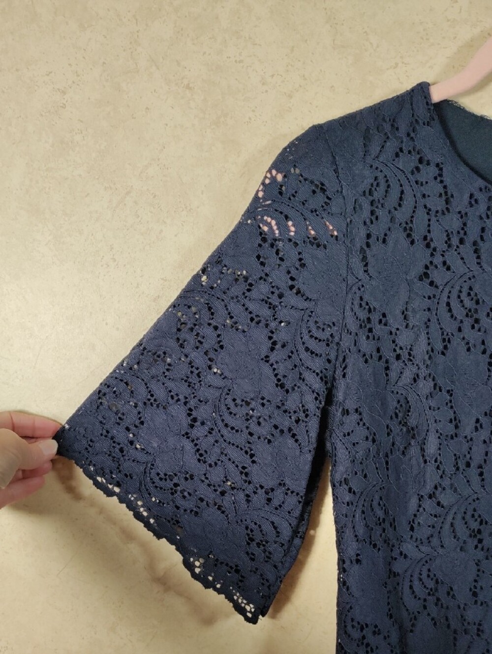 H143 Zara Basic Navy Lace Mini Dress S NWT - Picture 4 of 11
